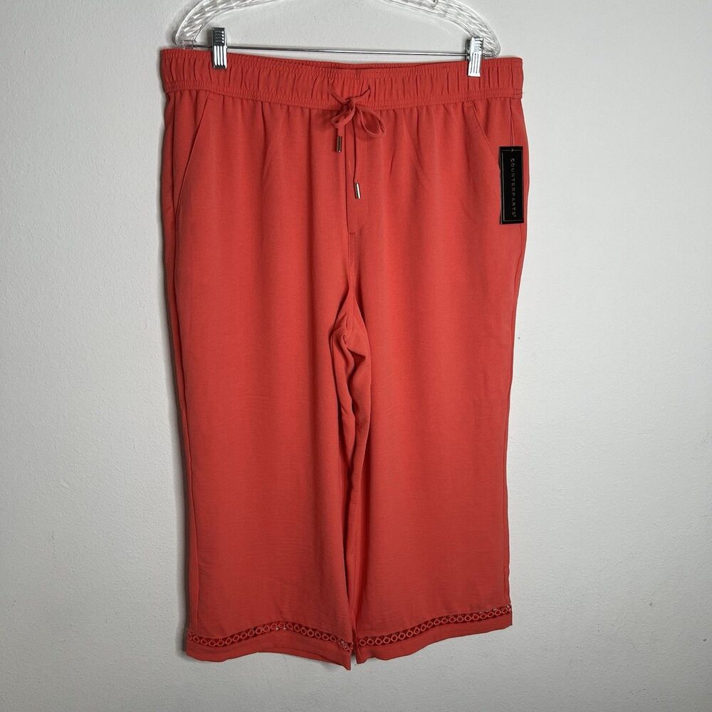 Counterparts Womens Crop Wide Leg Capri Coral XL Pull On Travel Casual Size XL